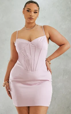 Plus Dusty Pink Strap Detail Bodycon Dress