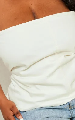 Plus Ecru Contrast Stretch Denim Corset Top