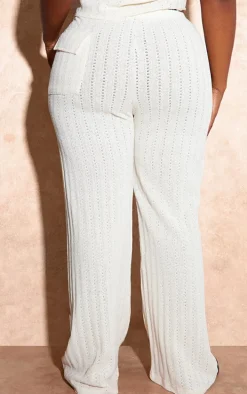 Plus Ecru Crochet Pocket Detail Cargo Pants