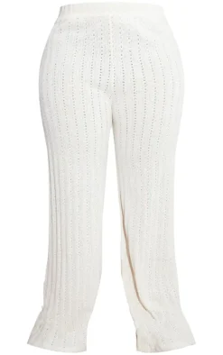 Plus Ecru Crochet Pocket Detail Cargo Pants