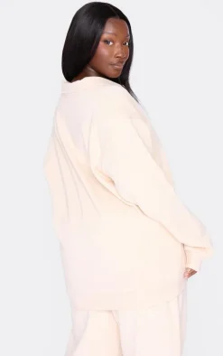 Plus Ecru Premium Collar Oversized Sweatshirt