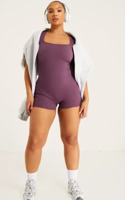 Plus Eggplant Square Snatched Sculpt Unitard
