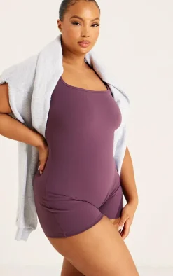 Plus Eggplant Square Snatched Sculpt Unitard