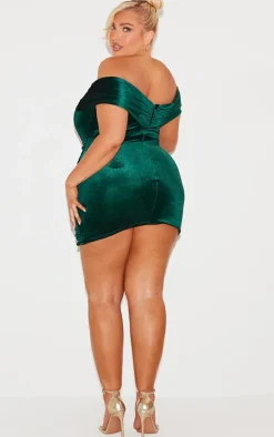 Plus Emerald Green Velour Corset Dress