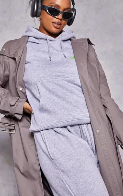 Plus Grey Belted Cuff Detail Trench Coat