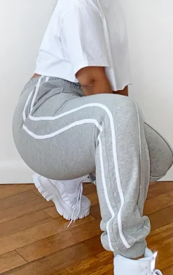 Plus Grey Double Side Stripe Sweatpants