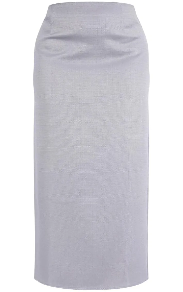 Plus Grey Linen Look Tailored Maxi Skirt