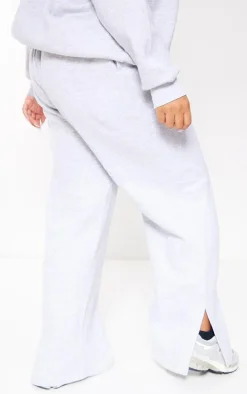 Plus Grey Marl Michigan Printed Wide Leg Sweatpants