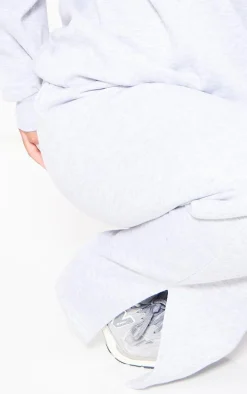 Plus Grey Marl Michigan Printed Wide Leg Sweatpants