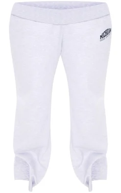 Plus Grey Marl Michigan Printed Wide Leg Sweatpants