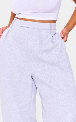 Plus Grey Marl Pintuck Tailored Sweatpants
