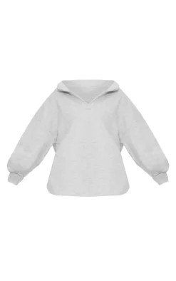 Plus Grey Marl V Neck Sweatshirt