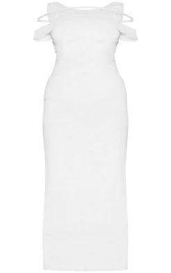 Plus Grey Ribbed Twisted Maxi Dress