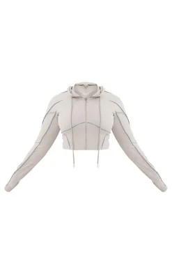 Plus Grey Sculpt Contrast Seam Crop Gym Jacket
