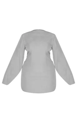 Plus Grey Woven Batwing Bodycon Dress