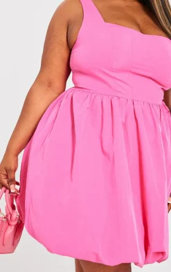 Plus Hot Pink Puffball Mini Dress