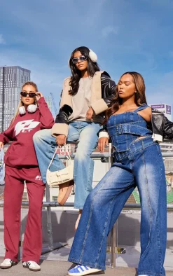 Plus Indigo Blue Wash Buckle Denim Corset Top