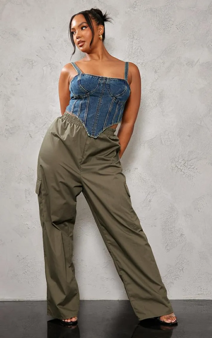 Plus Indigo Vintage Wash Denim Corset