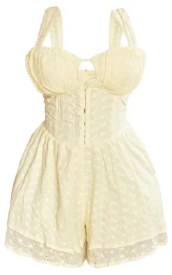 Plus Lemon Broderie Hook And Eye Romper