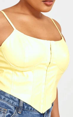 Plus Lemon Hook And Eye Seam Detail Corset Top
