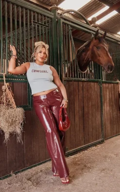 Plus Light Blue Cowgirl Graphic Racer Crop Top