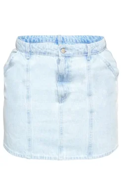 Plus Light Blue Wash Carpenter Pocket Detail Denim Mini Skirt