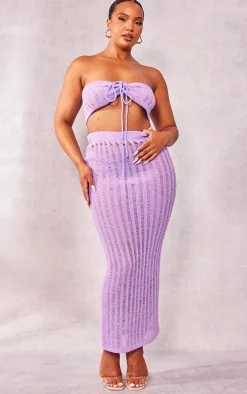 Plus Lilac Knitted Maxi Skirt