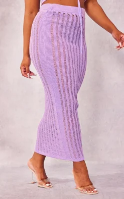 Plus Lilac Knitted Maxi Skirt
