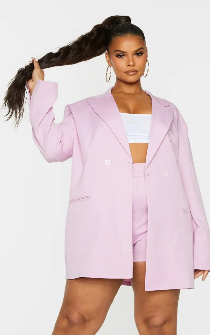Plus Lilac Relaxed Oversized Blazer