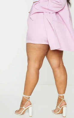 Plus Lilac Ruched Waist Suit Shorts