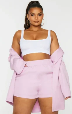 Plus Lilac Ruched Waist Suit Shorts