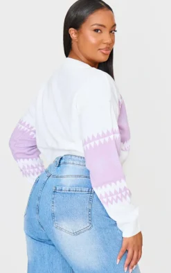 Plus Lilac Santa Baby Cropped Christmas Sweater