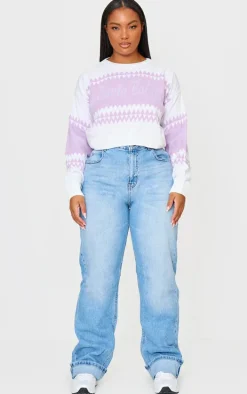 Plus Lilac Santa Baby Cropped Christmas Sweater