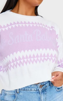 Plus Lilac Santa Baby Cropped Christmas Sweater