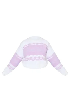 Plus Lilac Santa Baby Cropped Christmas Sweater