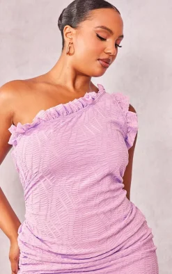 Plus Lilac Textured One Shoulder Bodycon Dress