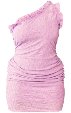 Plus Lilac Textured One Shoulder Bodycon Dress