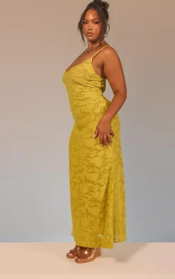 Plus Lime Floral Sheer Burnout Cami Maxi Dress