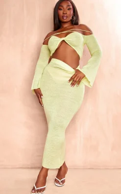 Plus Lime Knitted Midaxi Skirt