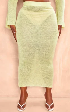 Plus Lime Knitted Midaxi Skirt