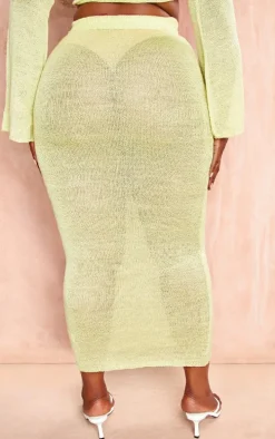 Plus Lime Knitted Midaxi Skirt