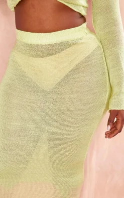 Plus Lime Knitted Midaxi Skirt