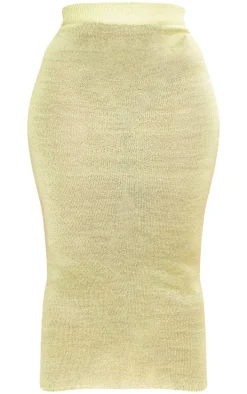 Plus Lime Knitted Midaxi Skirt