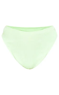 Plus Lime Textured High Waisted Bikini Bottoms