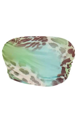 Plus Mesh Animal Print Wrap Bandeau Top