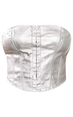 Plus Metallic Coated Denim Corset