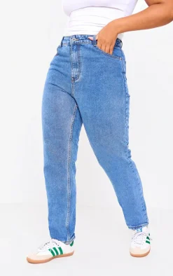 Plus Mid Washed Mom Jeans
