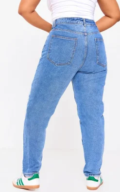 Plus Mid Washed Mom Jeans