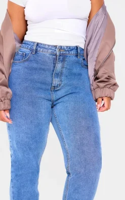 Plus Mid Washed Mom Jeans