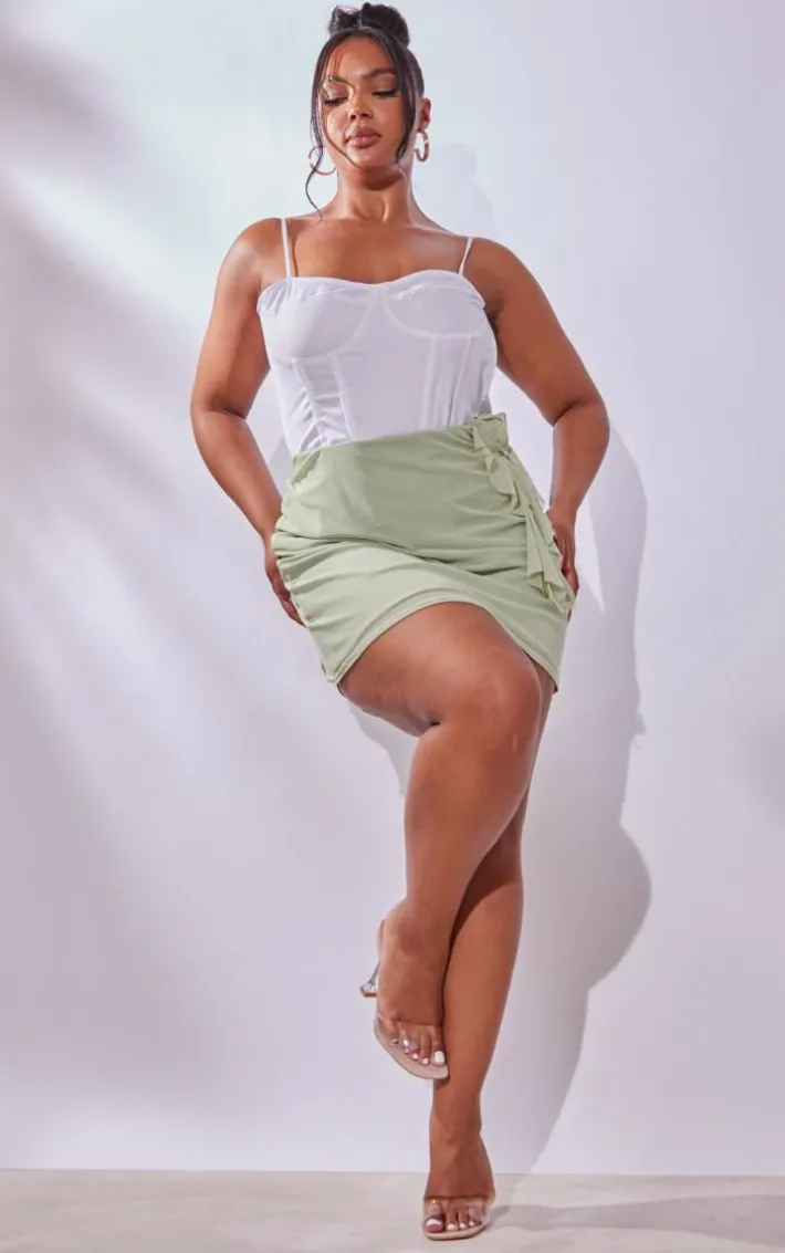 Plus Mint Green Corsage Detail Skirt